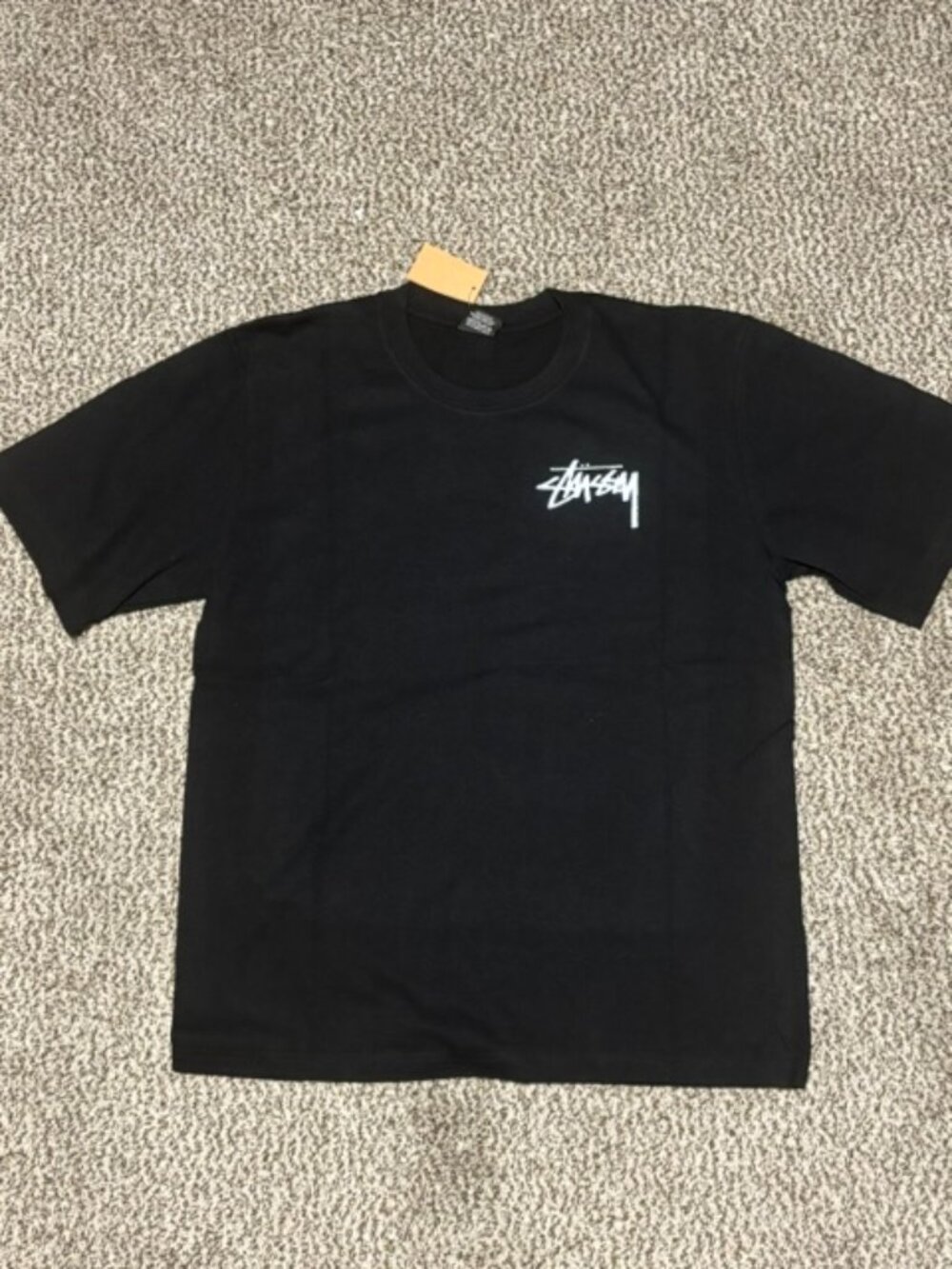 Stüssy Black Dice Graphic T-Shirt Front Back Logo